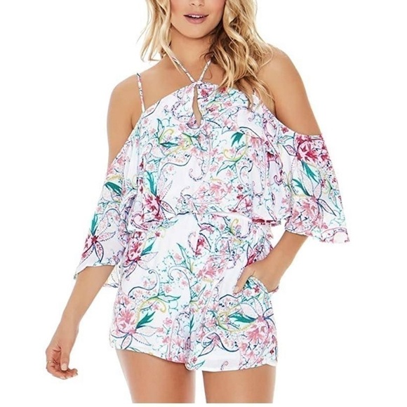 L* SPACE Seaside Halter Romper White Floral medium - Picture 2 of 9